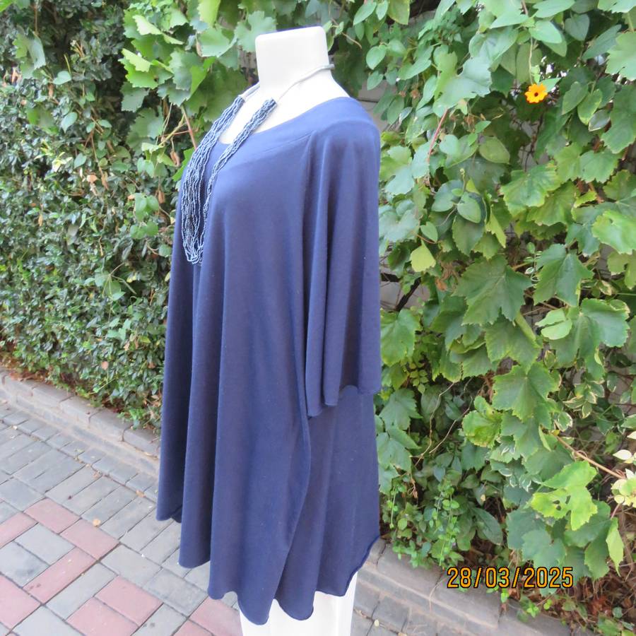 EAGLE navy slip over stretch polyester top with gathered front. Up to size 56