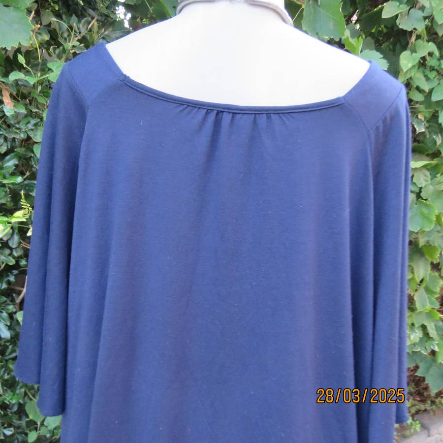 EAGLE navy slip over stretch polyester top with gathered front. Up to size 56