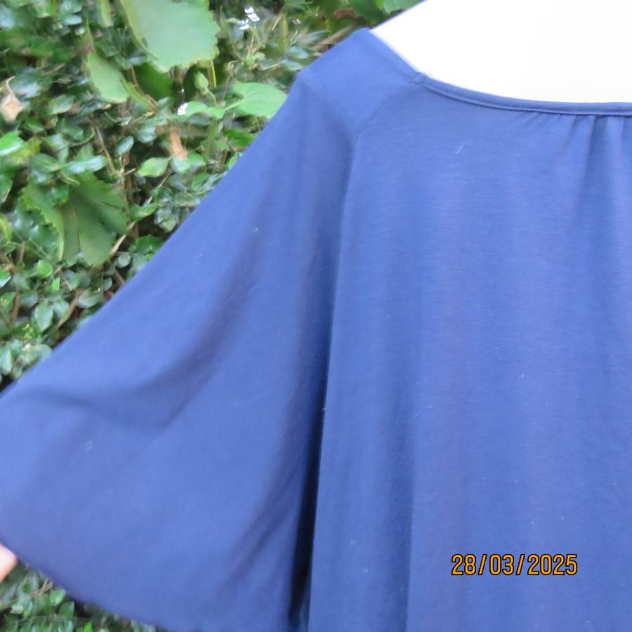 EAGLE navy slip over stretch polyester top with gathered front. Up to size 56