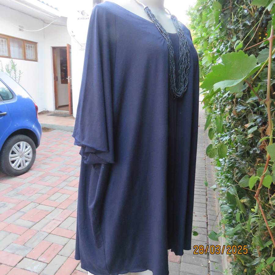 EAGLE navy slip over stretch polyester top with gathered front. Up to size 56