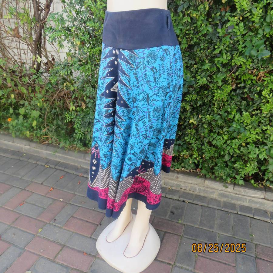 JUDY'S Pride rayon-cotton colourful wide cut skirt. Size 38. From India.