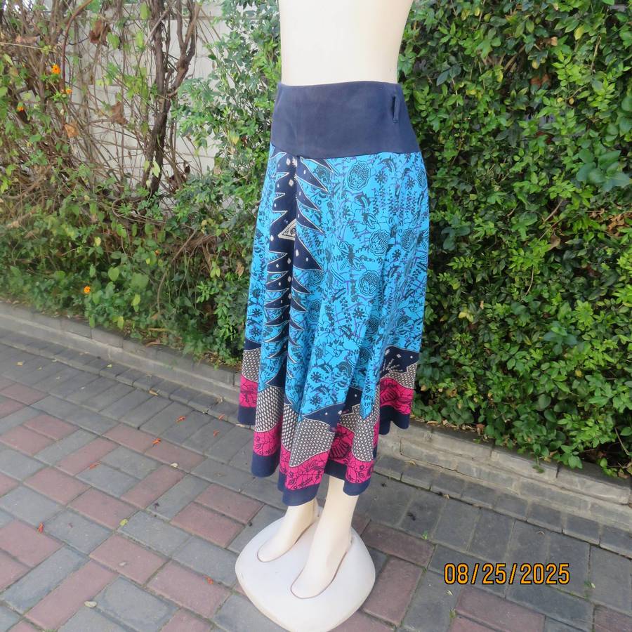JUDY'S Pride rayon-cotton colourful wide cut skirt. Size 38. From India.