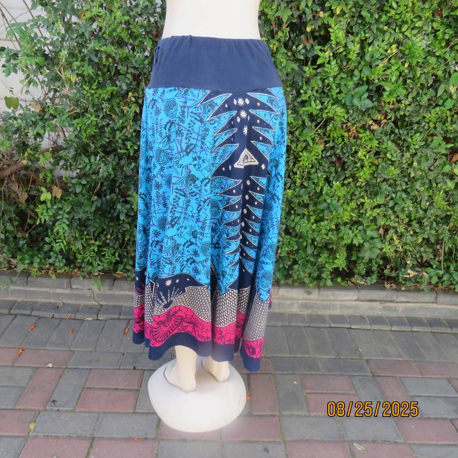 JUDY'S Pride rayon-cotton colourful wide cut skirt. Size 38. From India.