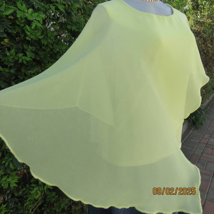 INSPIRE amber yellow sleeveless stretch cotton top with sheer overlay. Size 40