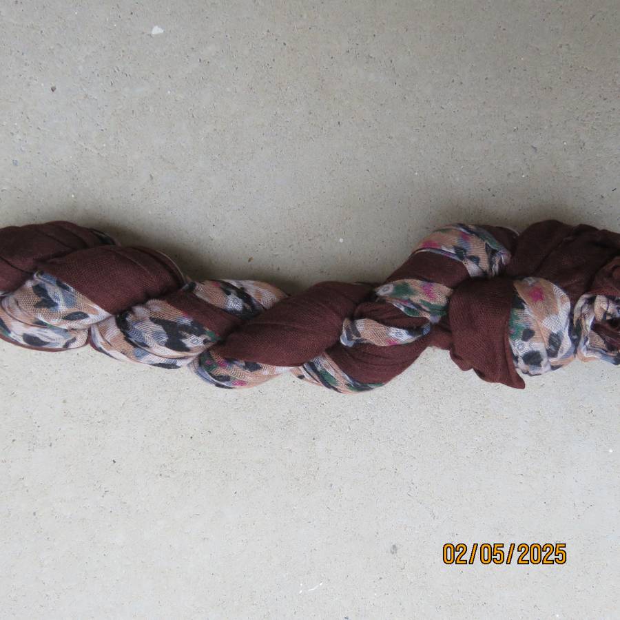 GIFT OF NATURE creased polycotton brown-beige with tiny blue flowers 180cm x  92cm scarf.