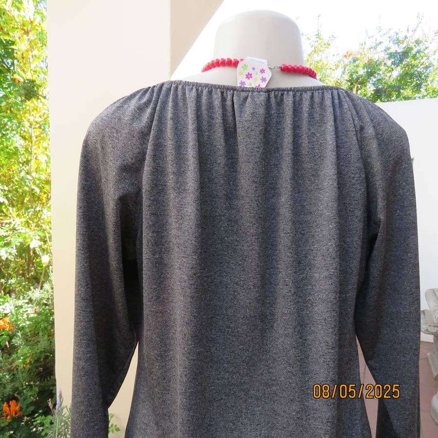 KARA mottled grey stretch polyester long sleeve fold over top. Size 36.
