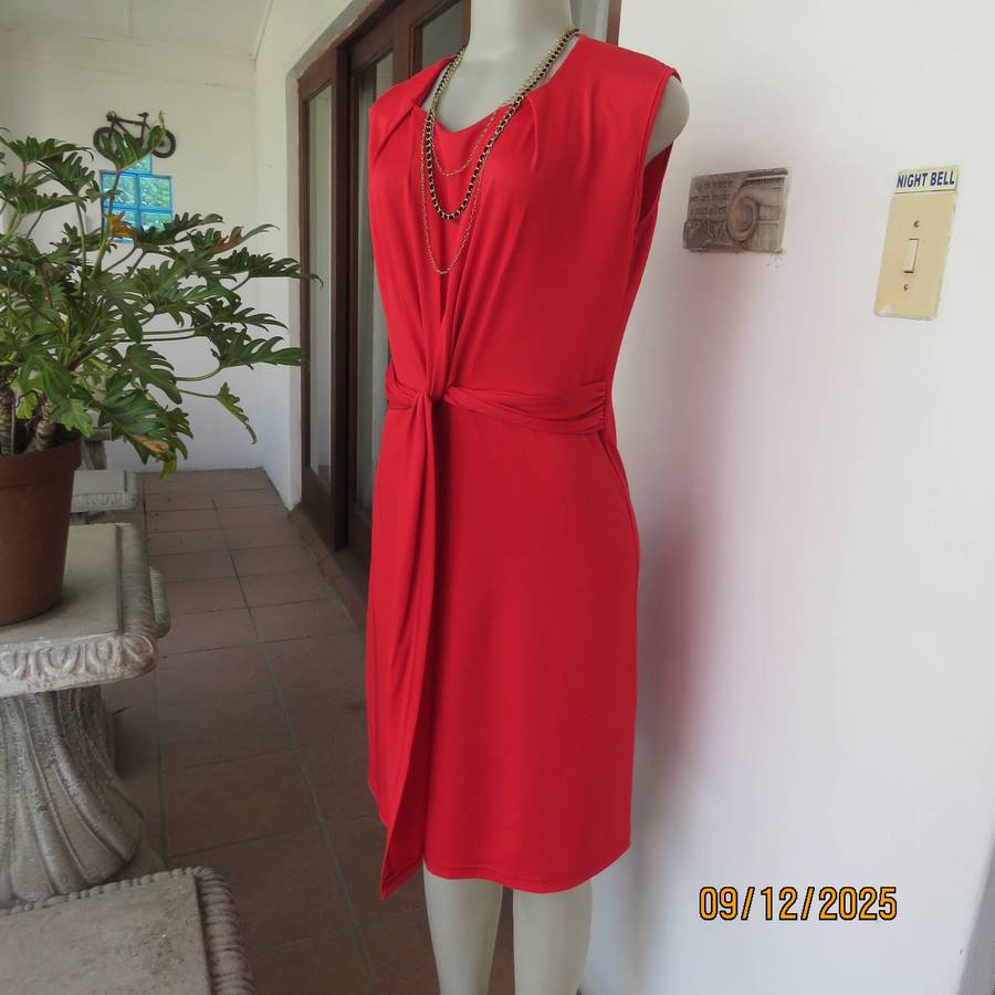 ESTELLE rose red stretch polyester ruched front with fold over. Size 36
