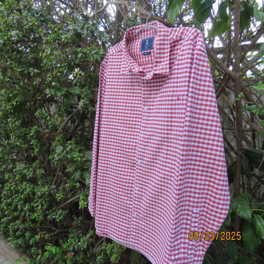 REAL Man red-white-black check long sleeve cotton shirt size 3XL.Worn once.