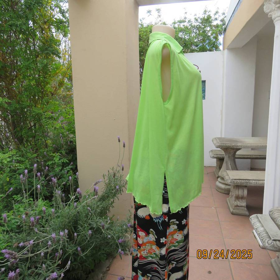 MAINE neon green loose sleeveless polycotton stretch top size 44
