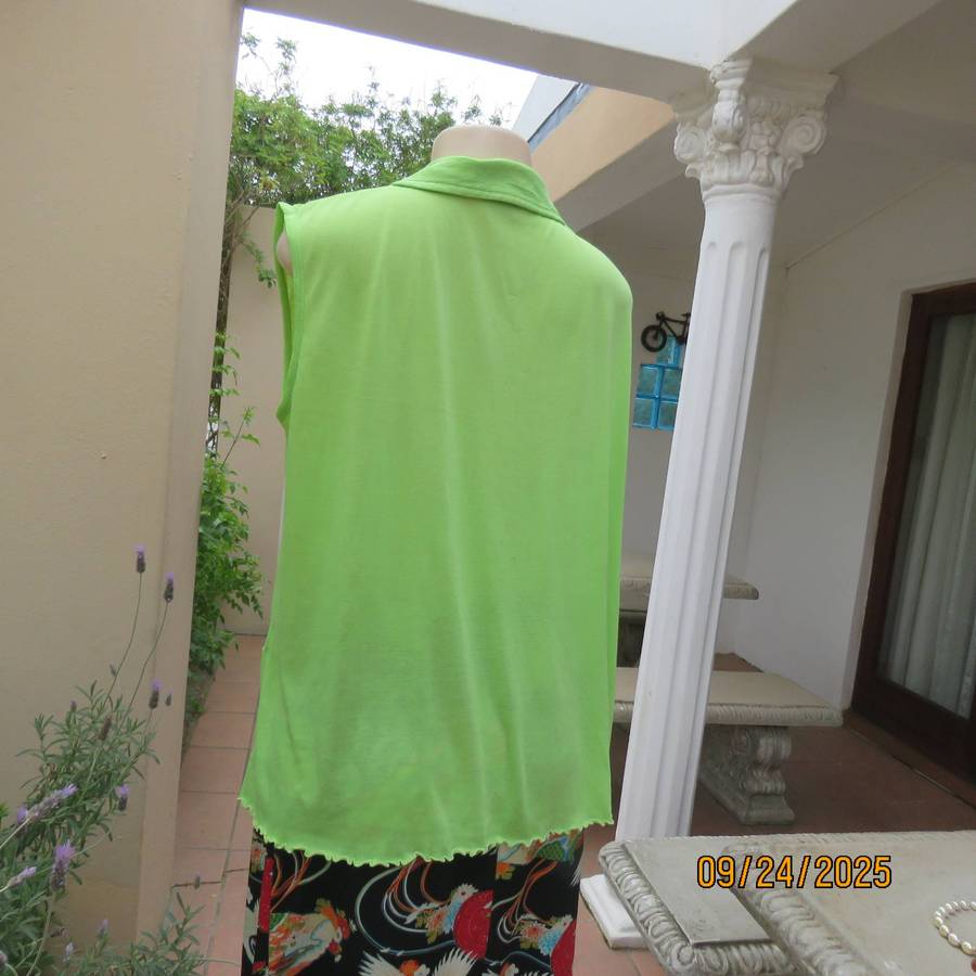 MAINE neon green loose sleeveless polycotton stretch top size 44