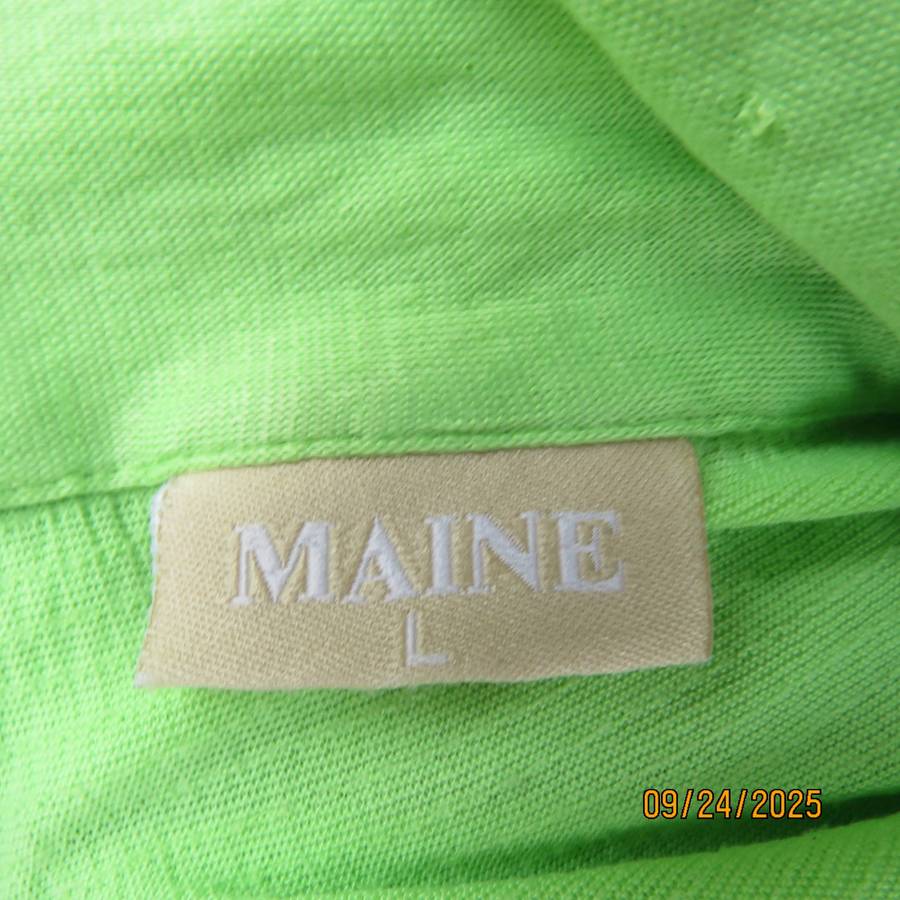 MAINE neon green loose sleeveless polycotton stretch top size 44