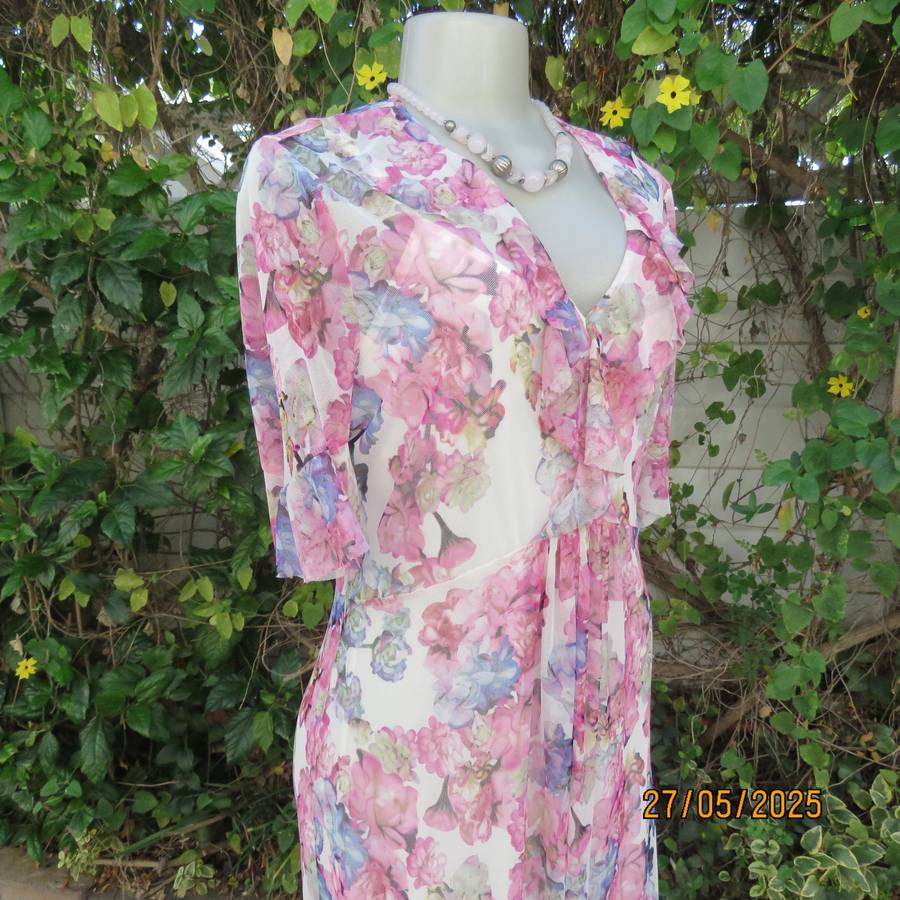 KELSO special occasion ankle length ladylike sheer polyester dress-loose underdress. Size 38