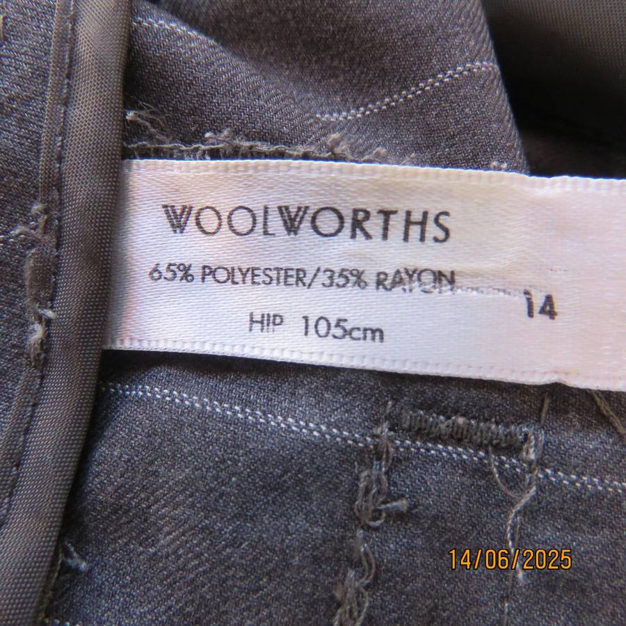 WOOLWORTHS Perfect size 38 elegant dress anchor grey pants-thin light stripes.