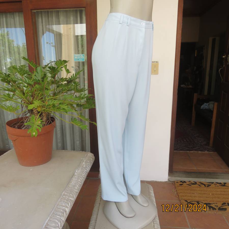 PAM BEE best quality sky blue straight leg-some tapering pants.Size 40.Flat front.Elastic sides.