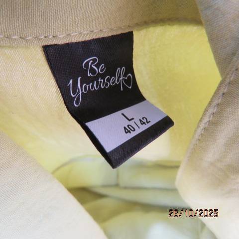 Lime green slightly creased soft polyester long sleeve top size 44