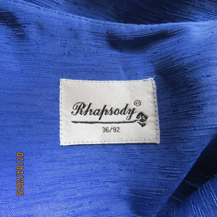 RHAPSODY royal blue textured satin button down V front jacket size 38