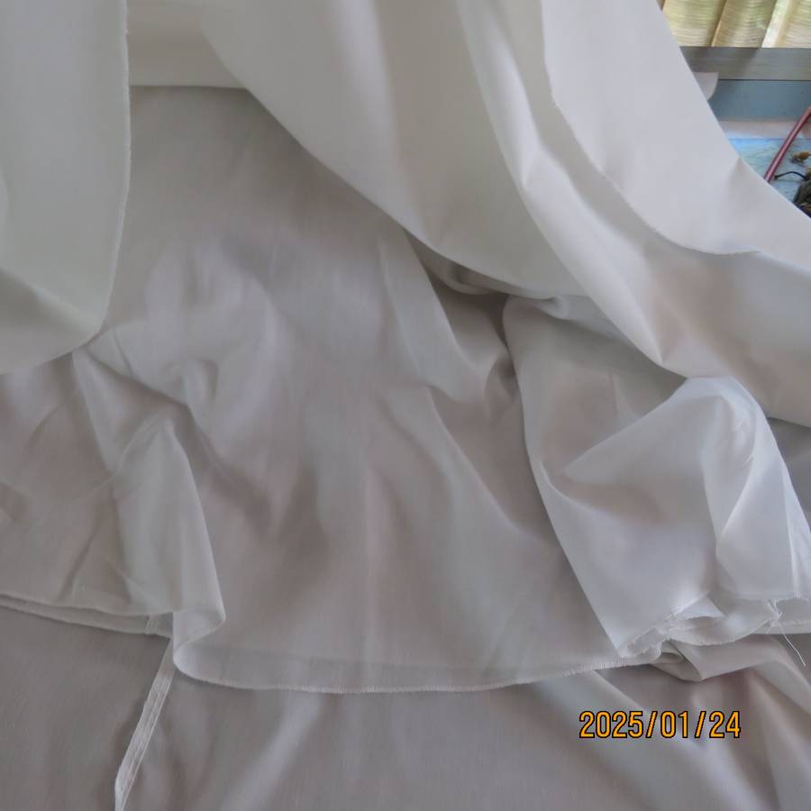 FASHION EXPRESS white polycotton stretch size 42 dress. Button down frilled top.A-line lined bottom.