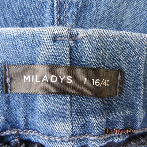 MILADYS blue denim bootcut jeans in polycotton stretch size 40