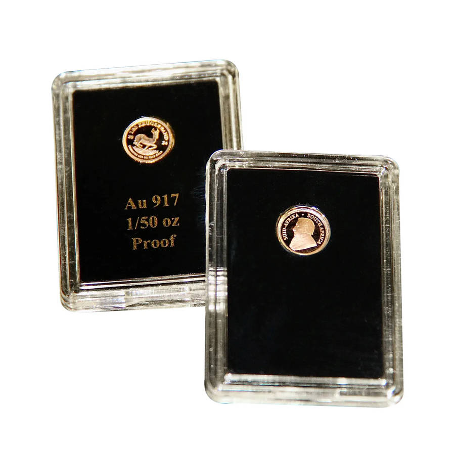 The 2024 South African 1 Rand 1/50oz Solid Gold Krugerrand coin in a capsule