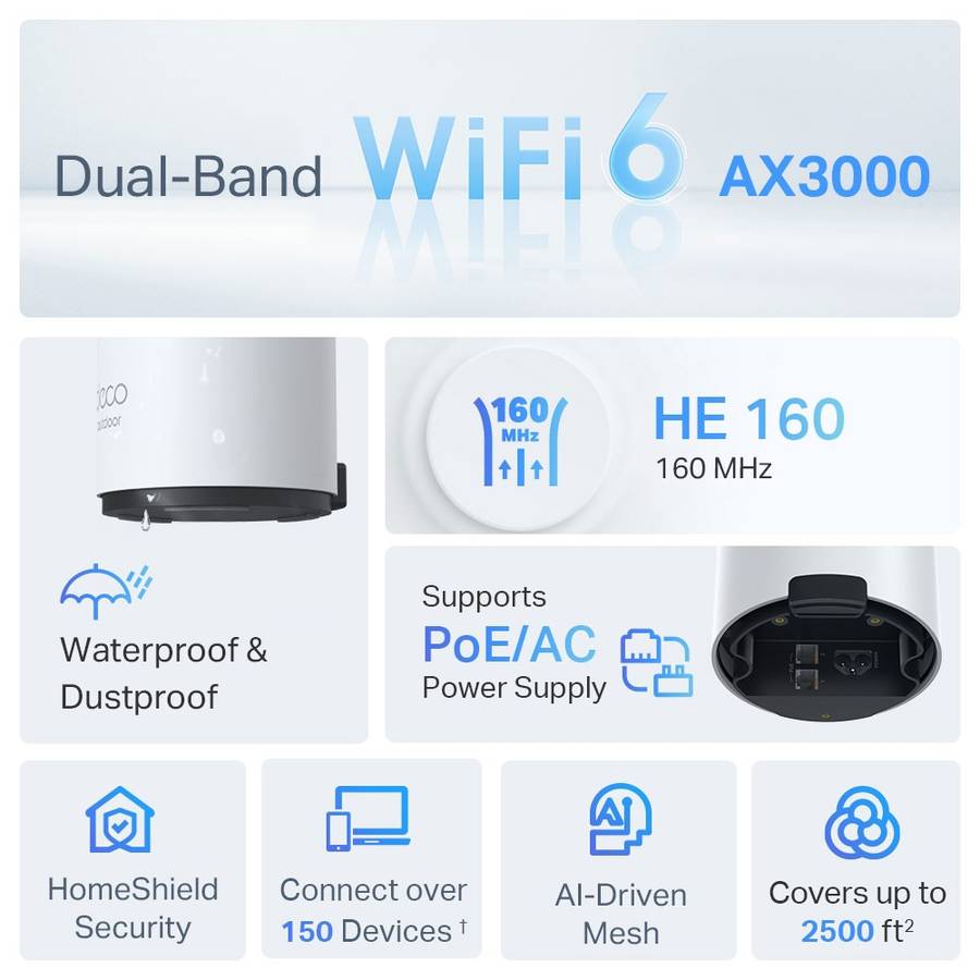 TP-Link DECO X50 AX3000 Outdoor/Indoor Mesh Router Wi-Fi 6 - Deco X50-Outdoor-(1-pack)