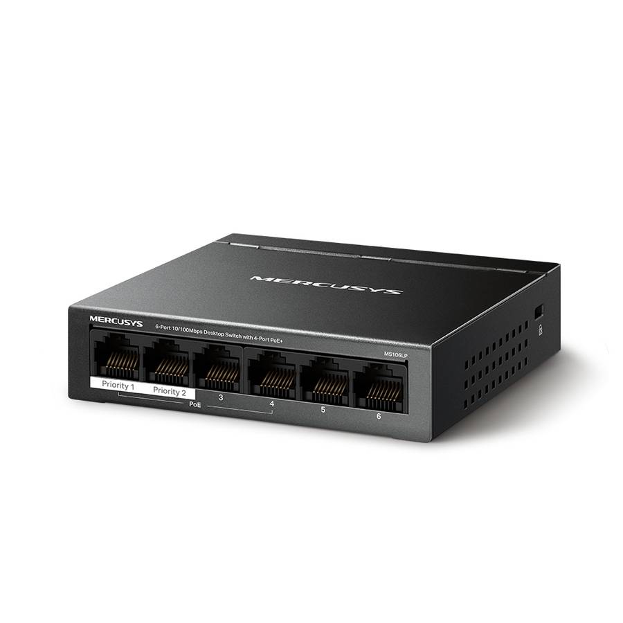 Mercusys MS106LP 6-Port 10/100Mbps Desktop Switch with 4-Port PoE+