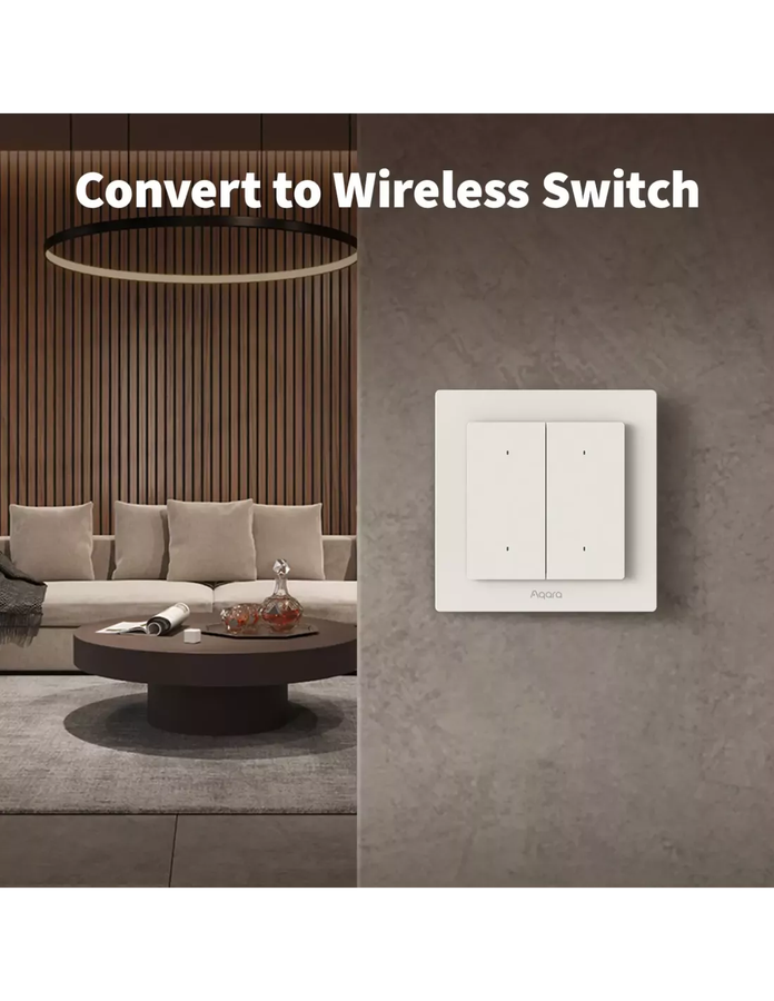 Aqara Light Switch H2 EU - 2 in 1 With Neutral & No Neutral (2 Buttons, 1 Channel) | AQ-CTRL-SW2-WAL