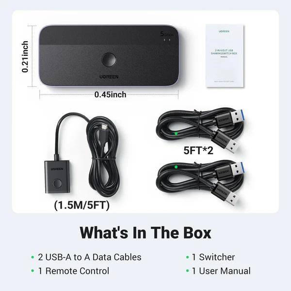 Ugreen 15705 UGREEN Sharing Switch Box 2-in-4 Out