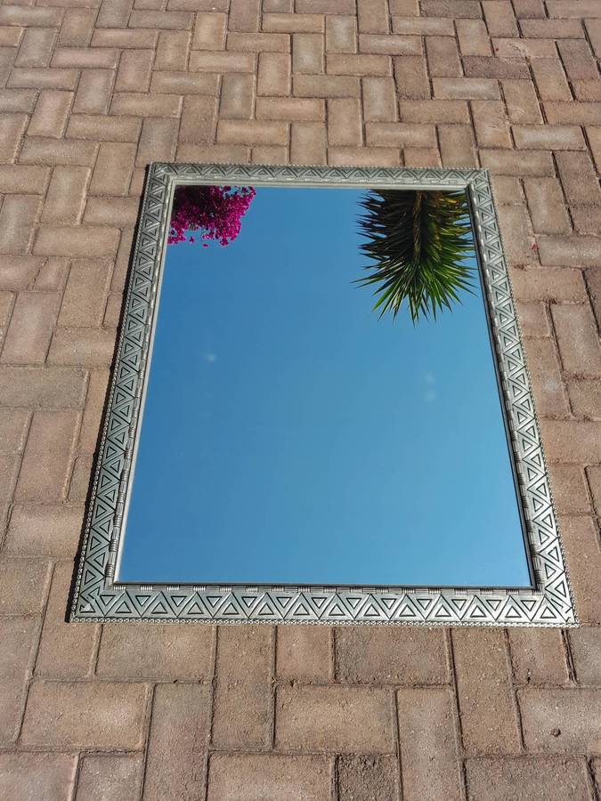 Beautiful silver wood frame hallway mirror