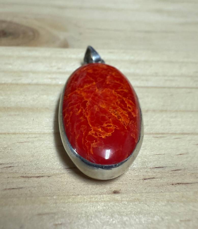 Sterling silver Coral / Mother of Pearl Pendant