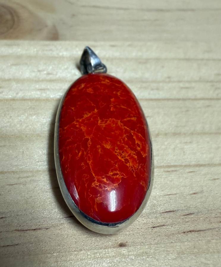 Sterling silver Coral / Mother of Pearl Pendant