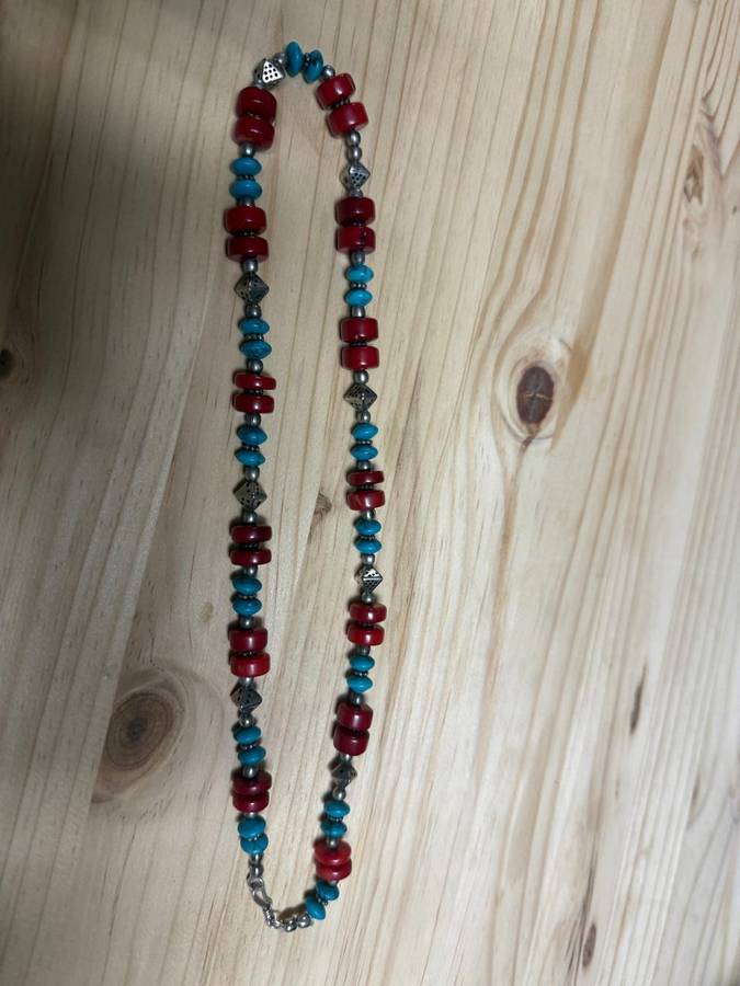 Sterling silver & Turquoise with Coral Chain