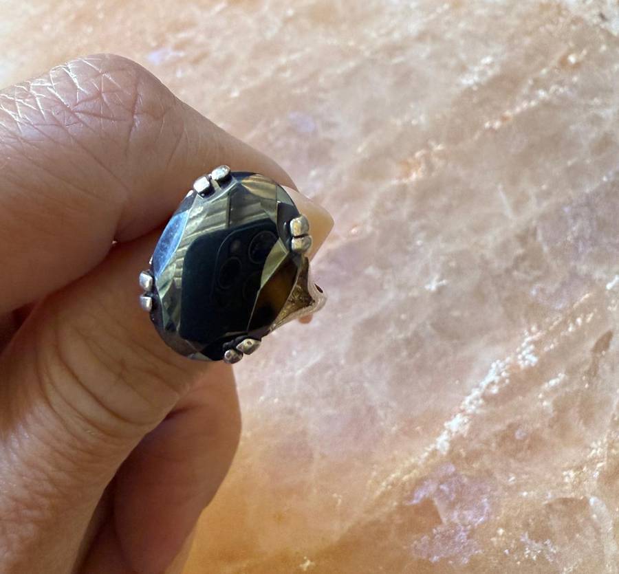 Sterling silver obsidian ring