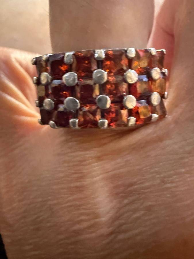 Sterling silver orange stone ring