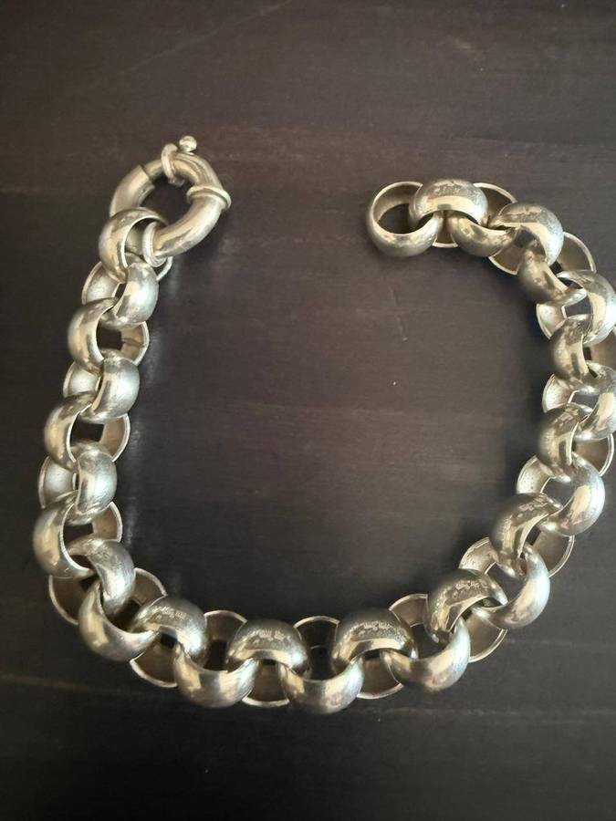 Sterling silver heavy rolo bracelet 37.1g