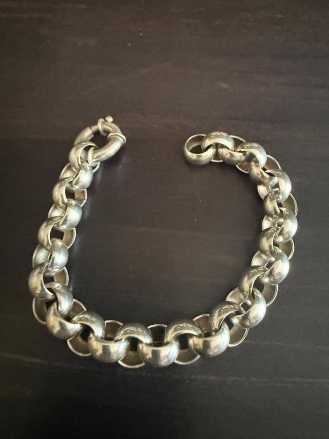 Sterling silver heavy rolo bracelet 37.1g