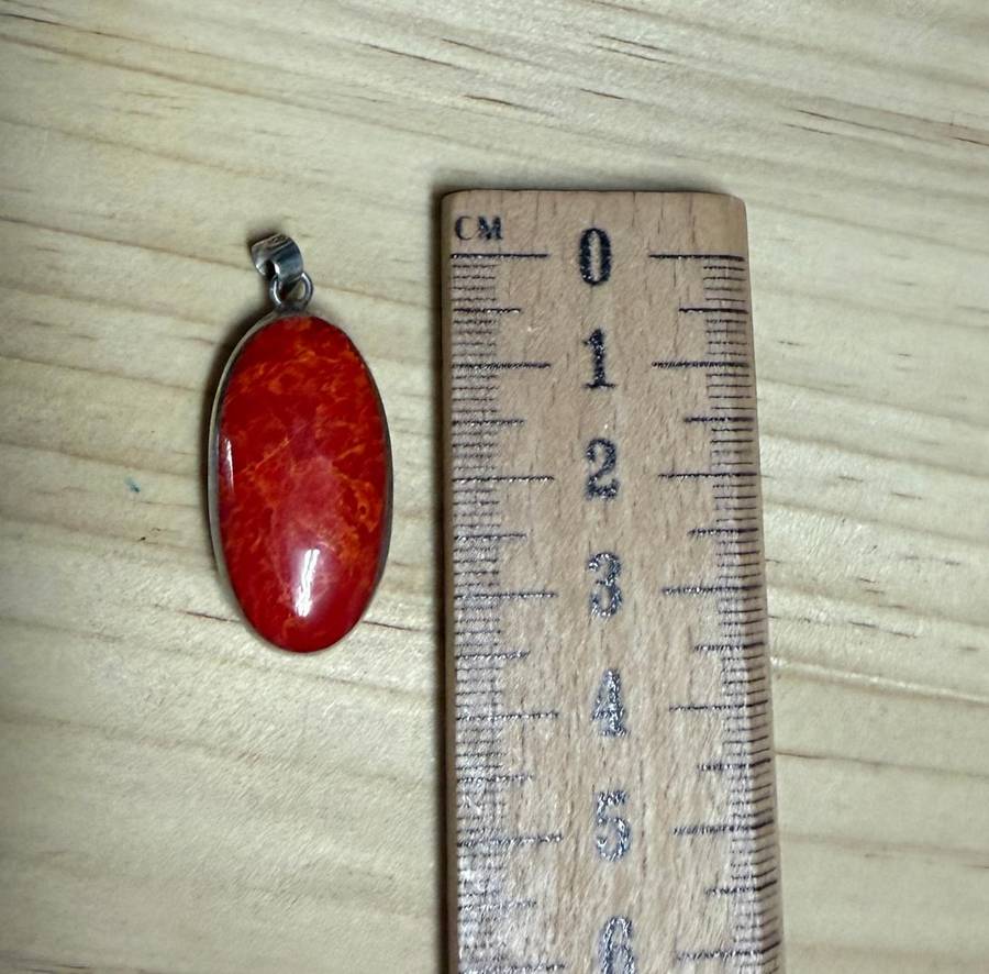 Sterling silver Coral / Mother of Pearl Pendant