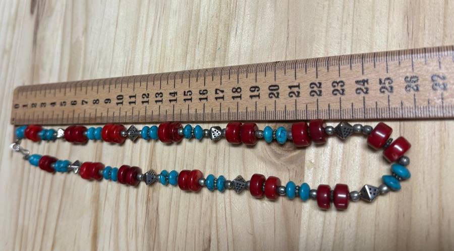 Sterling silver & Turquoise with Coral Chain