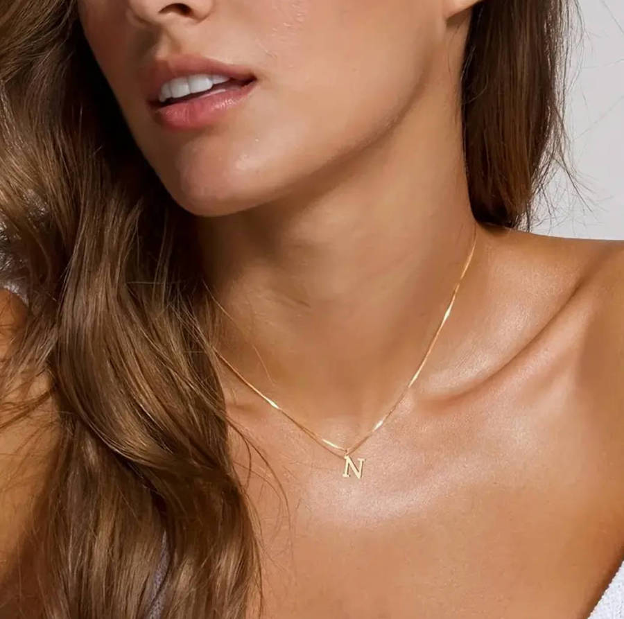 Gold Stainless Steel  Initial Letter Necklaces - in High Quality Velvet Jewellery Gift Box