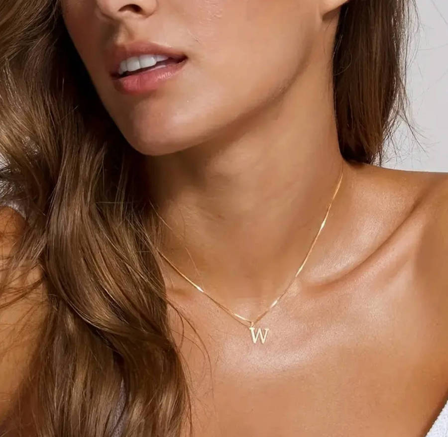 Gold Stainless Steel  Initial Letter Necklaces - in High Quality Velvet Jewellery Gift Box