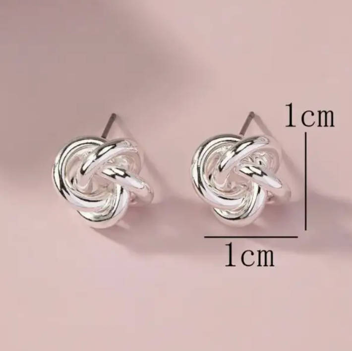 Twisted Knot Stud Earrings - Silver Plated in Jewellery Gift Box