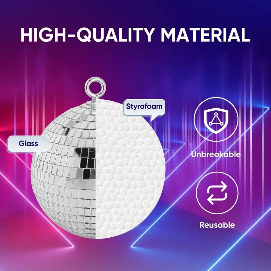 Pack of 4 units 12cm glass mirror ball for disco dance wedding or party