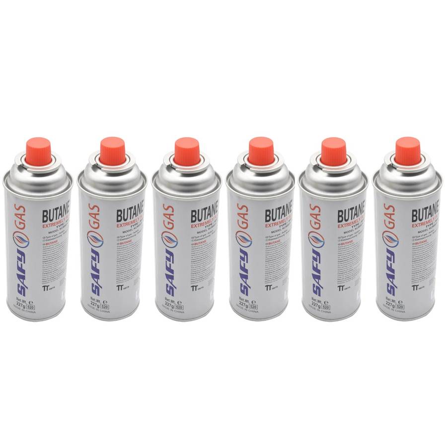 SAFY GAS - Pack of 6 - Butane Canisters 227g