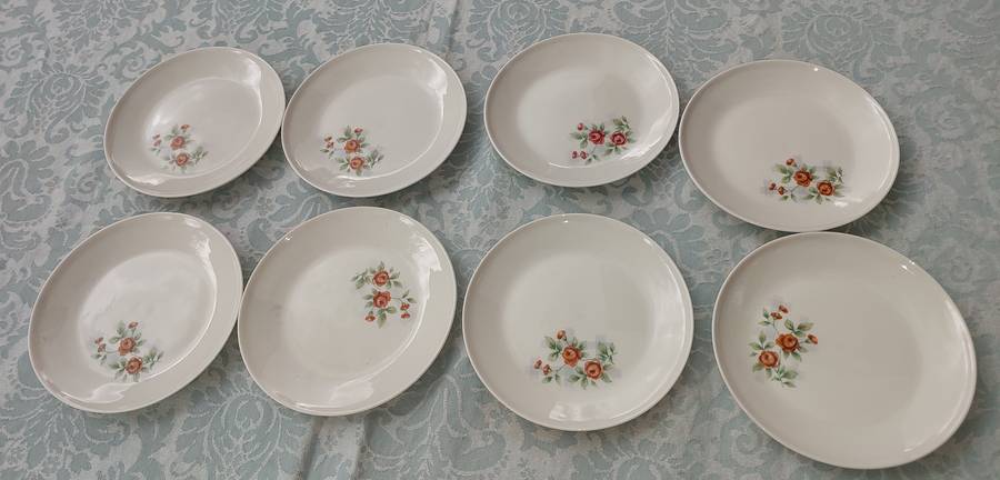 A VINTAGE COLLECTION OF 8 W MADE IN SOUTH AFRICA FINE ROSES PORCELAIN SIDE PLATES