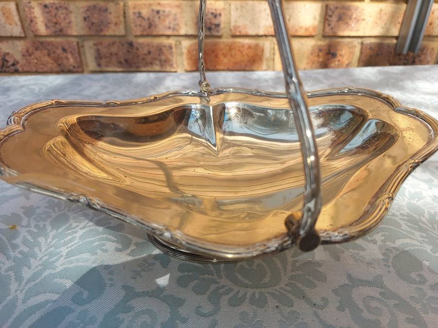 A VINTAGE VICTORIAN EPNS WEDDING BASKET SERVING TRAY