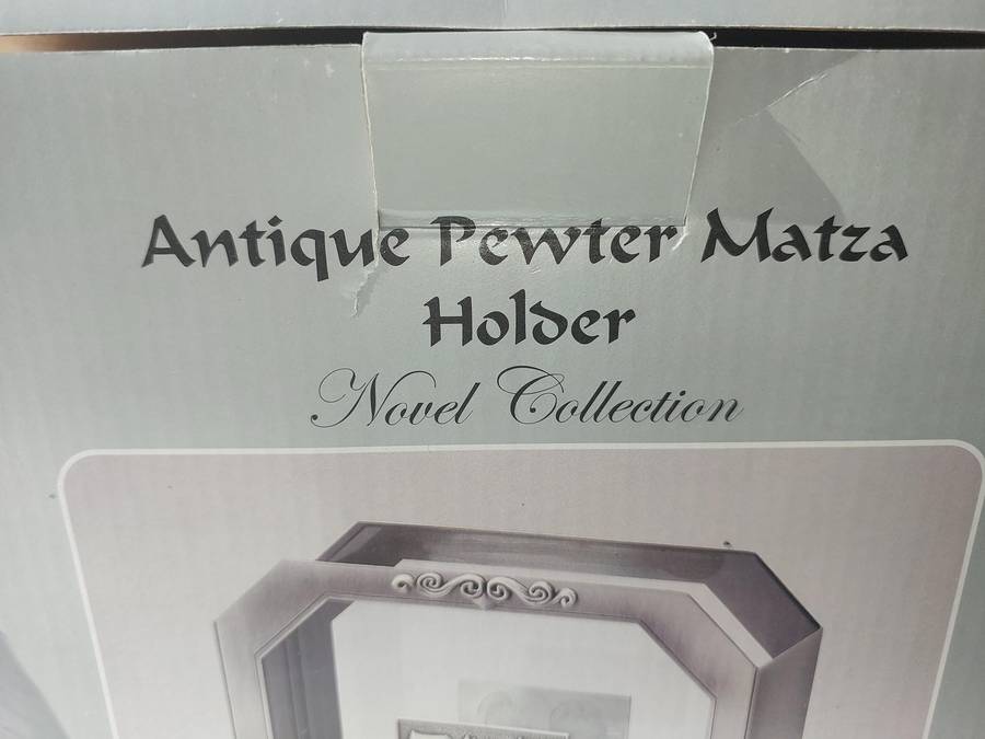 Antique Pewter And Glass Matzah Holder sold as is