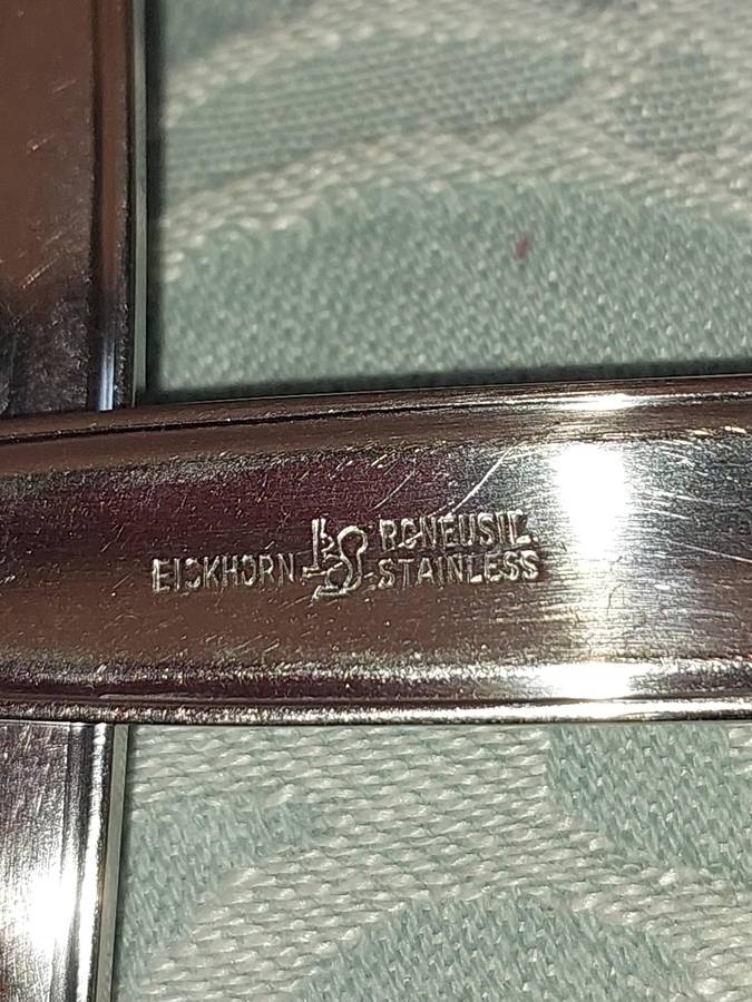 A SET 34 EICKHORN RONEUSIL STAINLESS STEEL CUTLERY SOLD AS IS