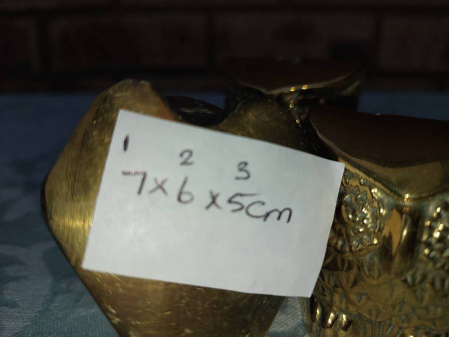 A SET OF 3 ART DECOR BRASS OWLS SOLD AS IS