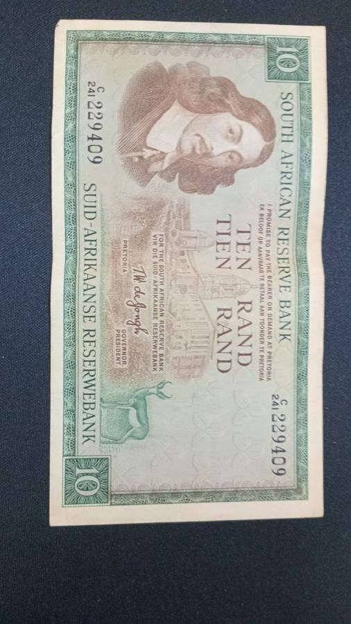 T.W. DE JONGH ten rand notes