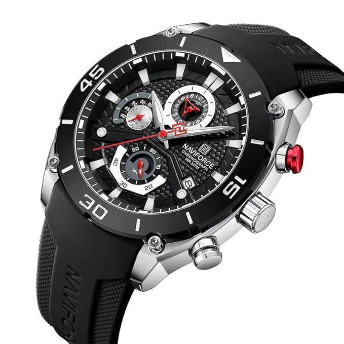 Naviforce NF8038 Chronograph Analogue Watch with Black Strap