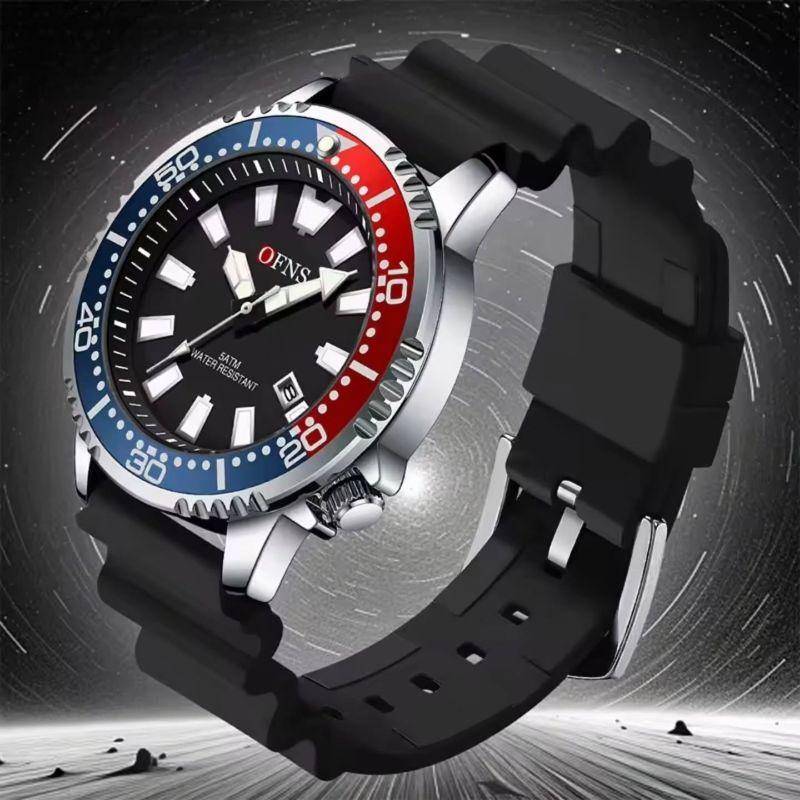 OFNS 8032 Homage Men's Dive Watch (Navy/Red Bezel)